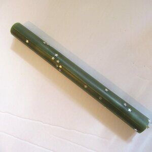 8" Flat sheet Bees Wax Candle. Forest Green, w/ Silver Stars, Organic